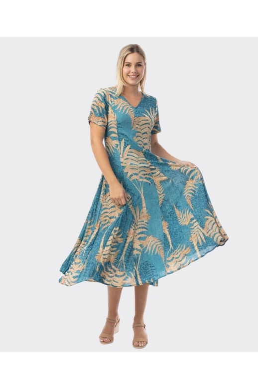 Orientique Dress Godet S/S Ponta Verde