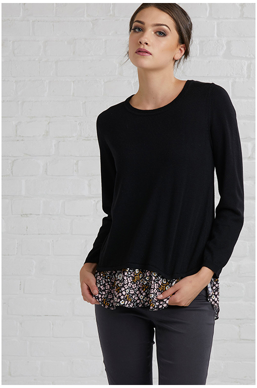 Memo Knit Back Woven