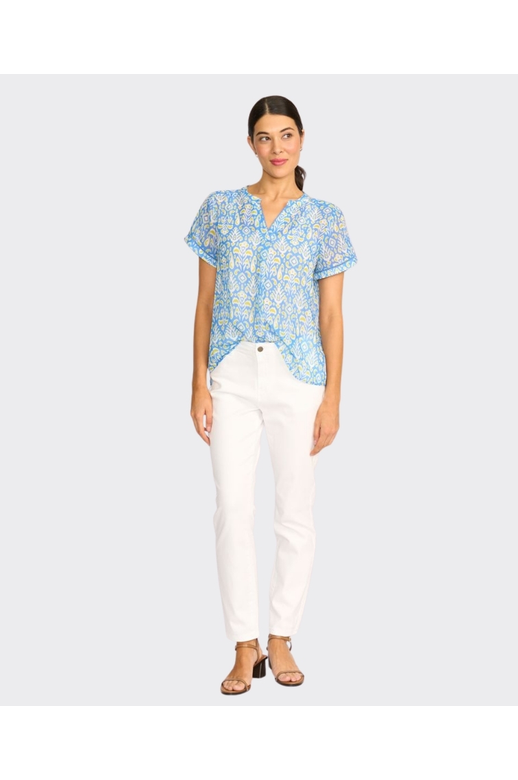 Memo Blouse S/S Drop Hem Chiffon