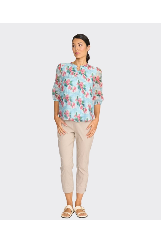 Memo Blouse Scoop Neck Button Front