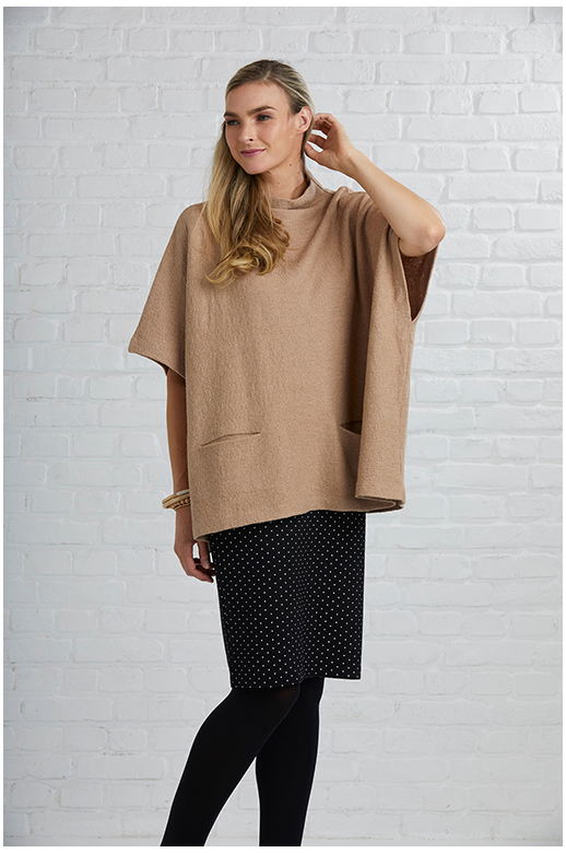 Oh Three Knit Poncho Boiled Wool