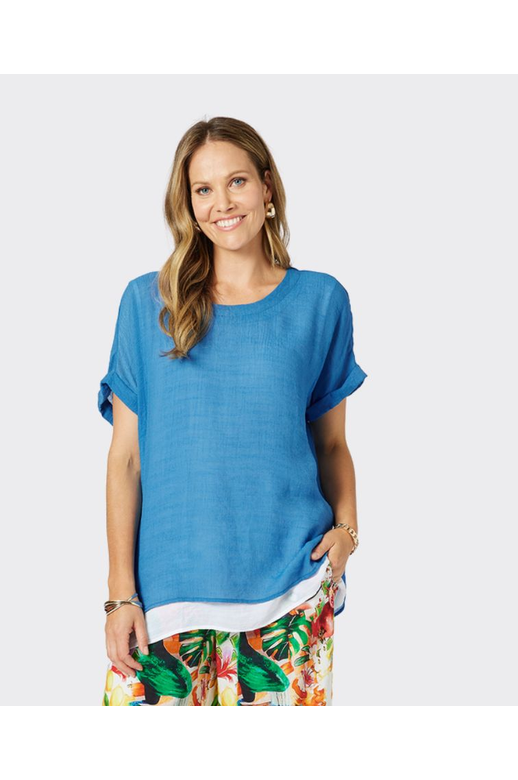 Clarity Top S/S Palma Side Button 2 in 1
