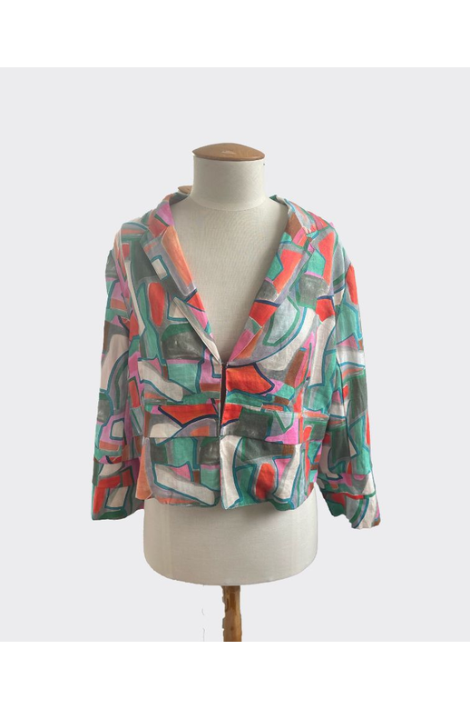 Preen Blazer Panel Split Linen Print