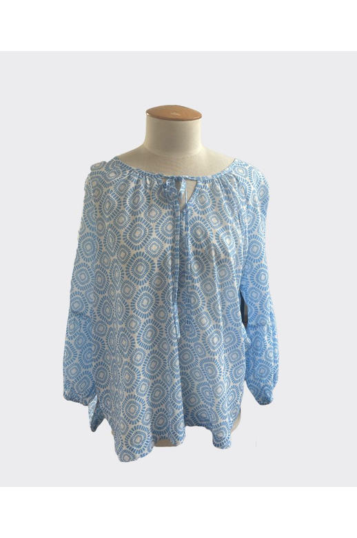 Gordon Smith Top Tie Neck Mosaic Print