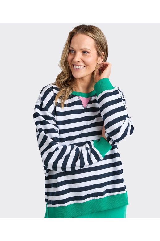 Elm Sweat Maps Stripe Crew 