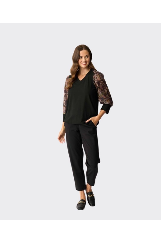 Memo Top Contrast Woven Shoulder