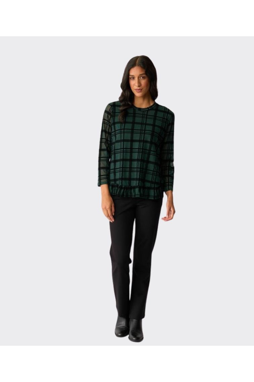 Foil Top Flocked Ruffle Hem