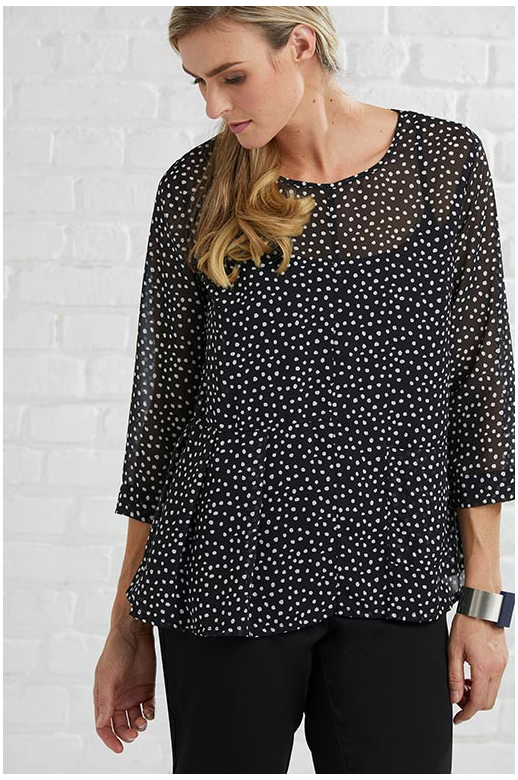 Memo Top Chiffon Pleat Side