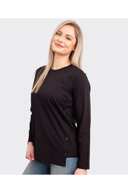 White On Black Tee Side Button Crew