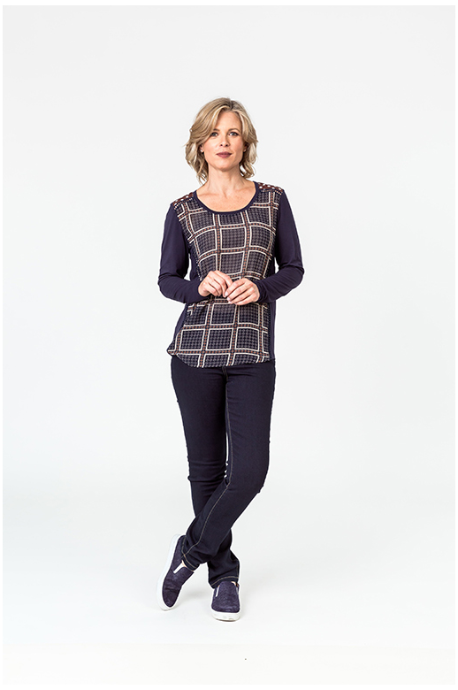 Democracy Top Lace Trim Multi