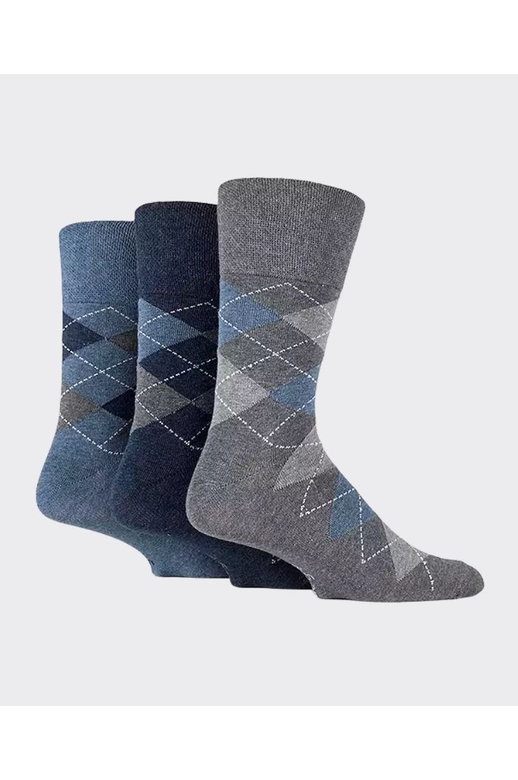 Gentle Grip Argyle Cotton Socks 3 Pack