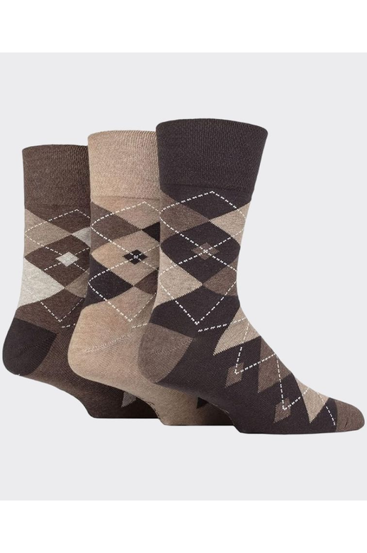 Gentle Grip Argyle Cotton Socks 3 Pack