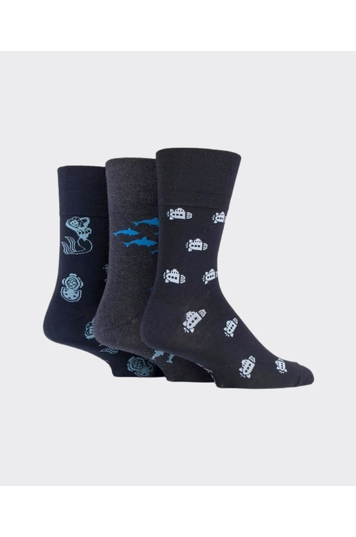 Gentle Grip Mens Deep Sea Socks 3Pk