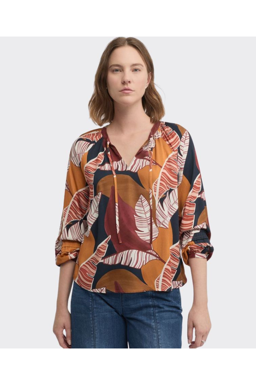 Yarra Trail Blouse Feather Stone Print