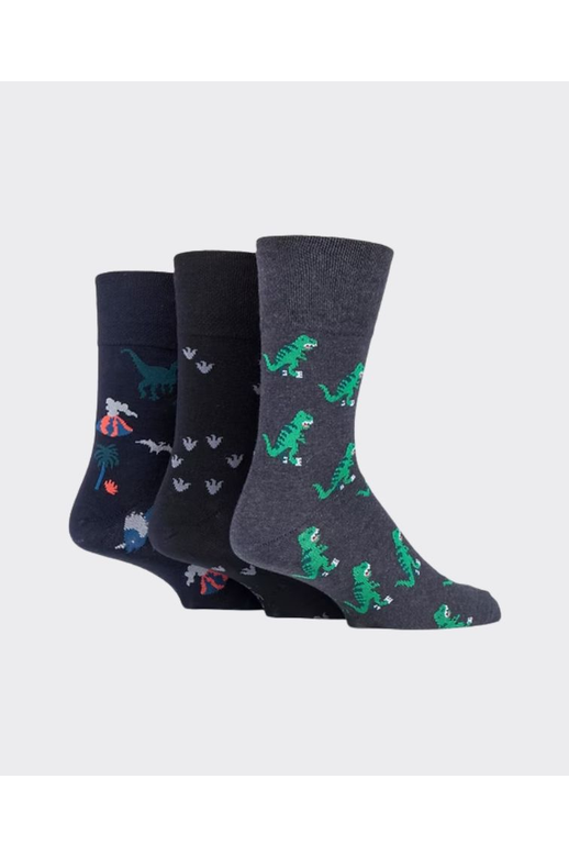Gentle Grip Mens Dinosauria Socks 3Pk