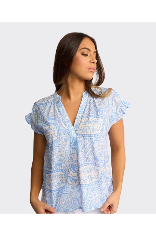 Vassalli Shirt Evelyn Printed Shirring Detail