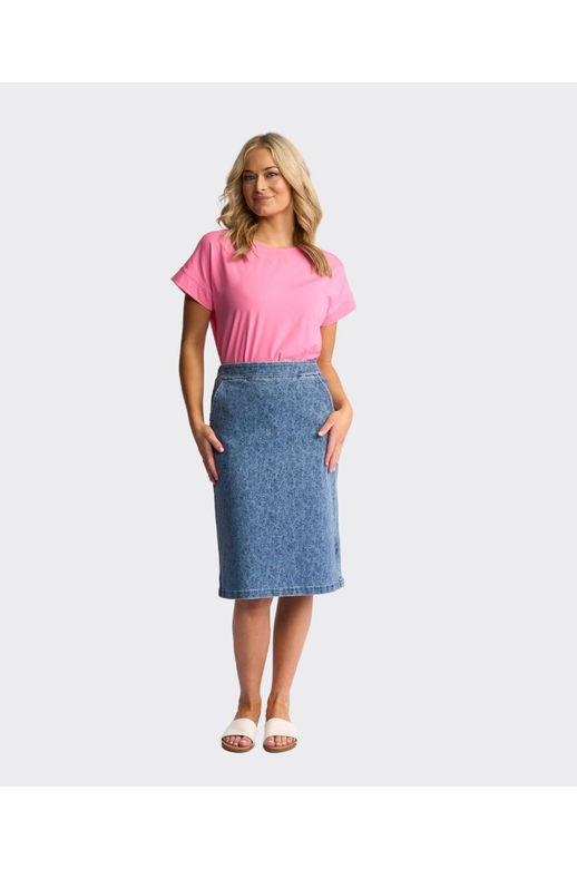 Vassalli Skirt Terra Flat Front Pull On Denim