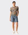 Memo T-Shirt Swing Rib Trim Chiffon