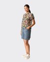 Memo T-Shirt Swing Rib Trim Chiffon