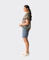 Memo T-Shirt Swing Rib Trim Chiffon