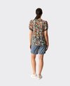 Memo T-Shirt Swing Rib Trim Chiffon