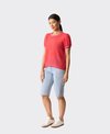 Memo T-Shirt Swing Rib Trim Chiffon