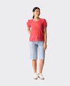 Memo T-Shirt Swing Rib Trim Chiffon