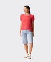 Memo T-Shirt Swing Rib Trim Chiffon