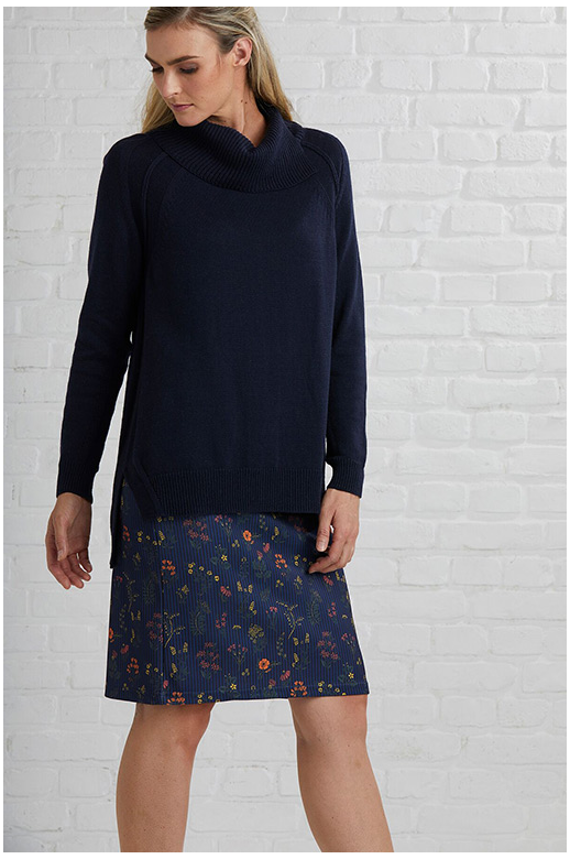 Foil Skirt Pull On Floral Stripe