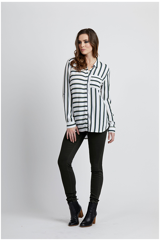 Vassalli Shirt Stripe Fly Front