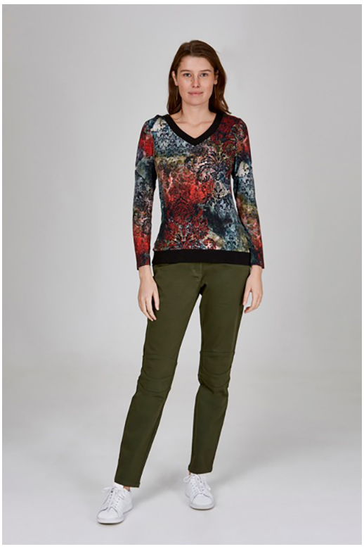 Boo Radley Top V Neck Print Rayon