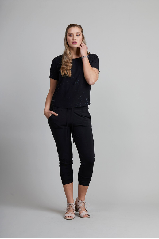 Foil Top S/S Shape Hem Chest Pkt