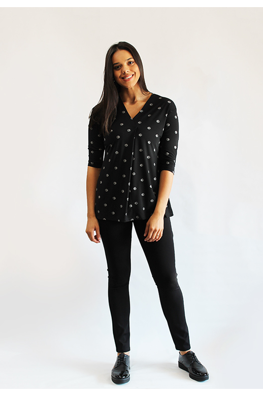 Esplanade Top Slinky Vneck Pleat