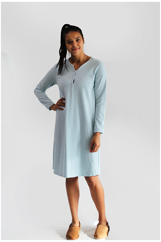 La Boutique Nightie Button Neck Bamboo