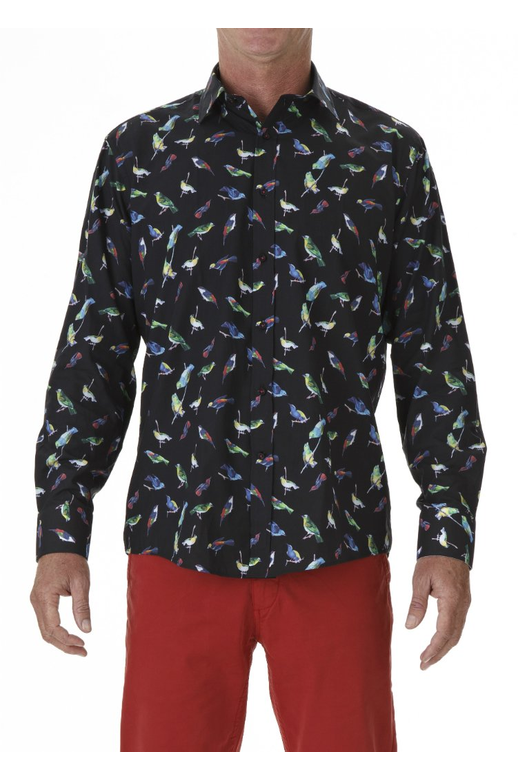 David Smith Shirt L/S Parrot Print