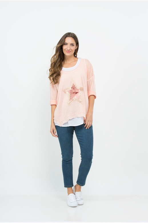 Threadz Top 2 Piece Knit Sequin Star