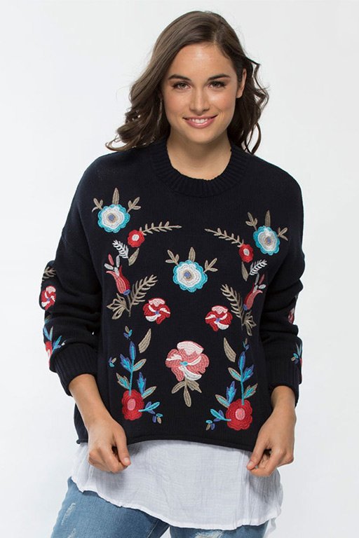 embroidered sleeve jumper
