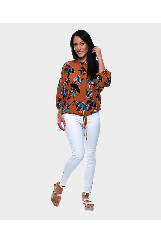 Zafina Top 3/4 Sleeve Tie Hem