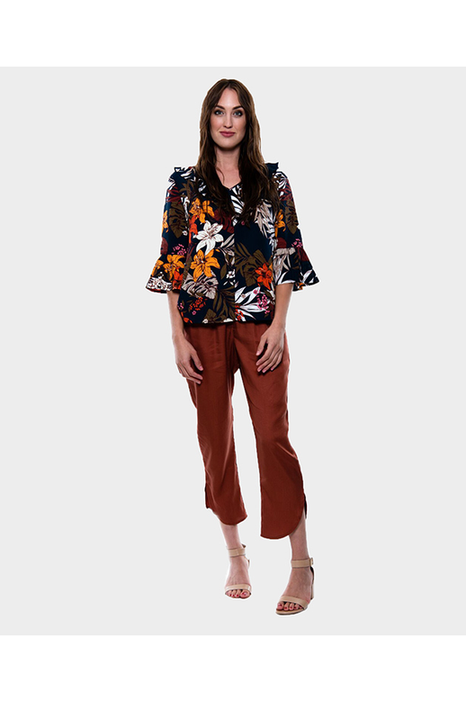 Seduce Top 3/4 Sleeve V-Neck Print