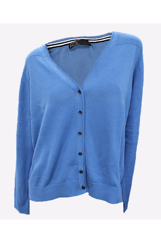 Foil Knit Cardi V-Neck Yoke Detail