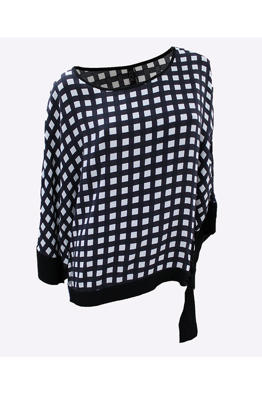 Foil Top 3/4 Sleeve Tie Side Hem