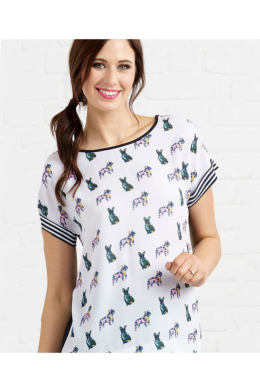 Foil Top S/S Bulldog Stripe Trim