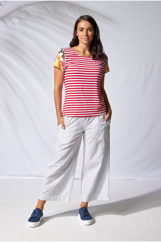 Berlin Top Stripe Print Sleeve