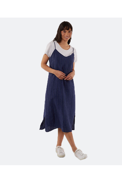 Elm Dress Strap Stripe Linen