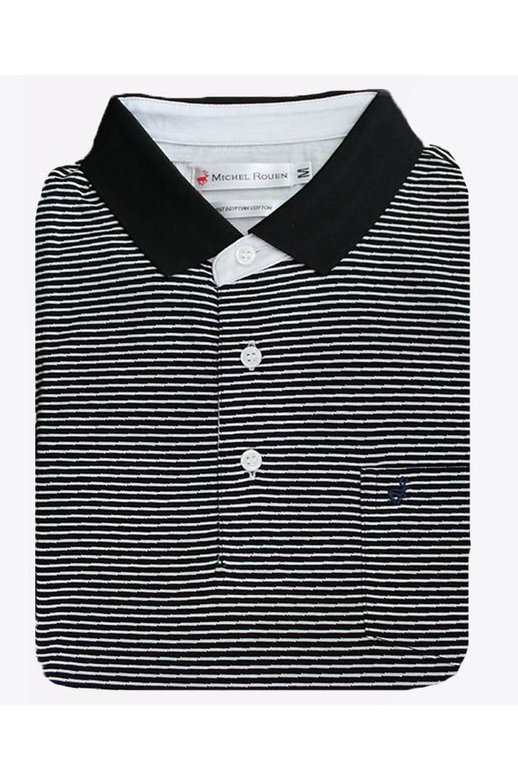 Michel Rouen Polo S/S Fine Stripe