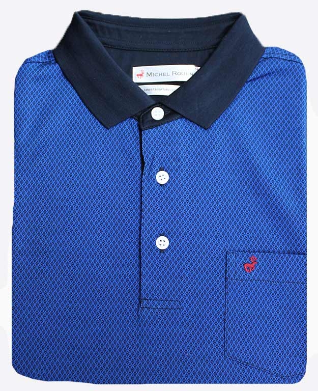 Michel Rouen Polo S/S Diamond Print - Men's Polos | Yarntons | Free NZ ...