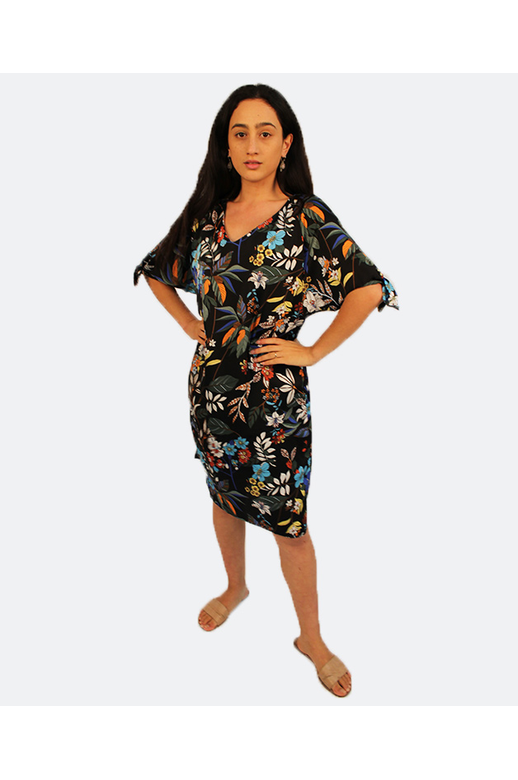 Zafina Dress Tie Sleeve Print