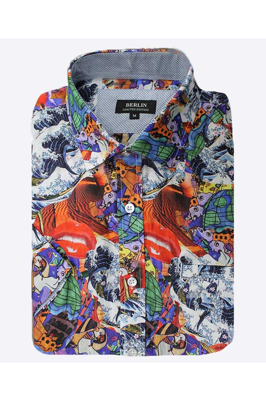 Berlin Shirt S/S World Print Linen