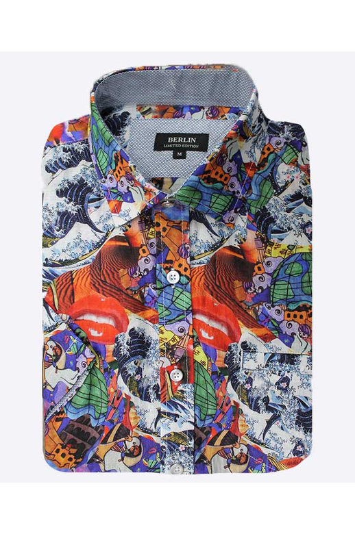 Berlin Shirt S/S World Print Linen